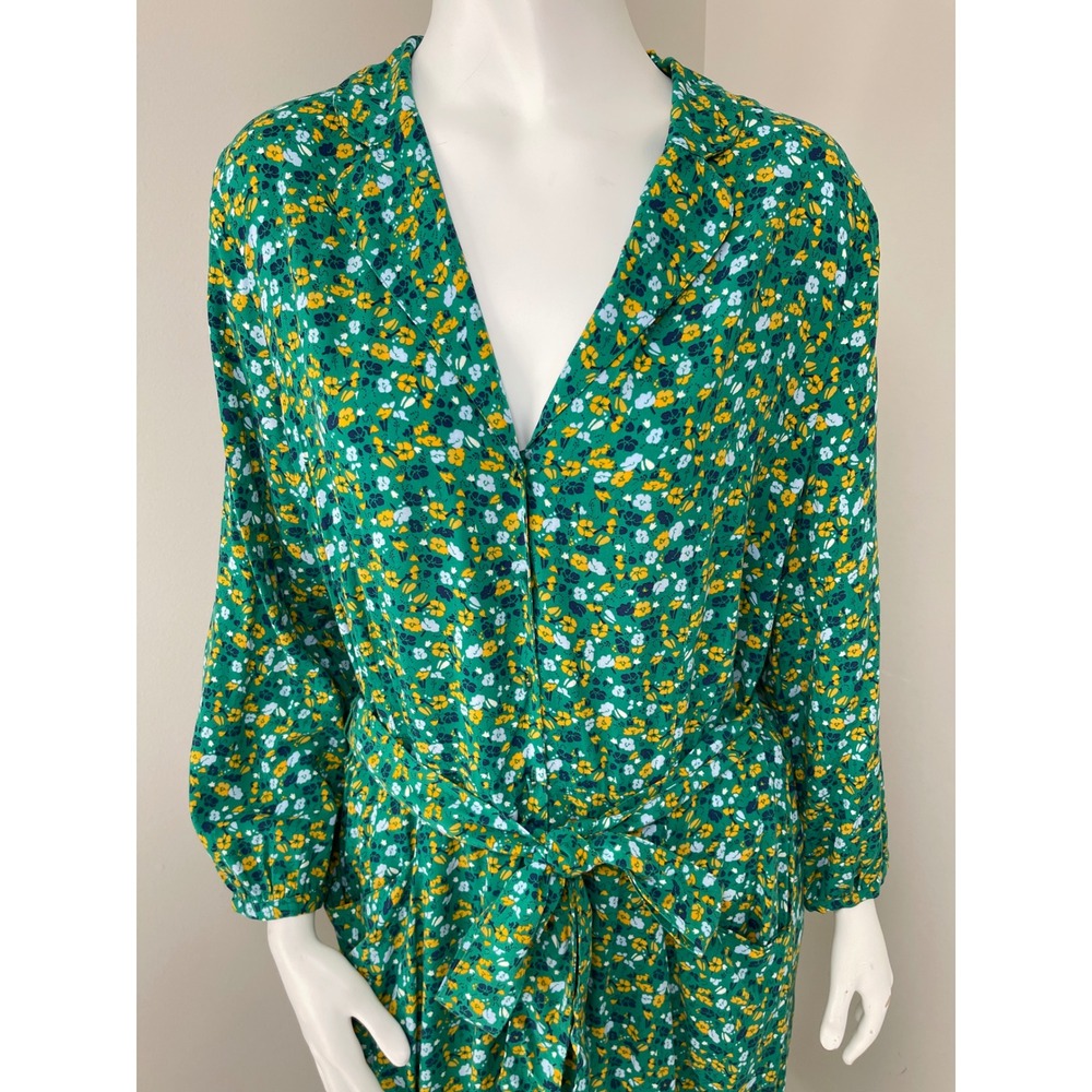 Talbots Ditsy Floral Midi Shirt Dress Long Sleeve Belted Pockets 12 Cottage - Picture 3 of 12